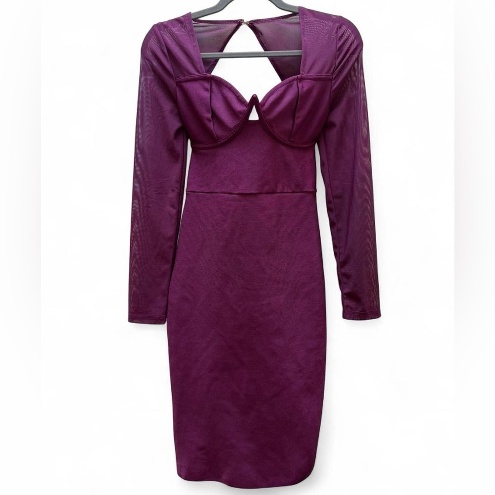 Fashion Nova Burgundy Bodycon Mini Dress Size Small Sexy Clubwear Bandage Dress
